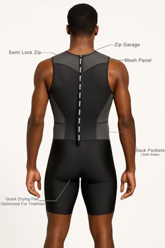 Men's Padded Triathlon Suit - Sleeveless Quick Dry Swim & Bike