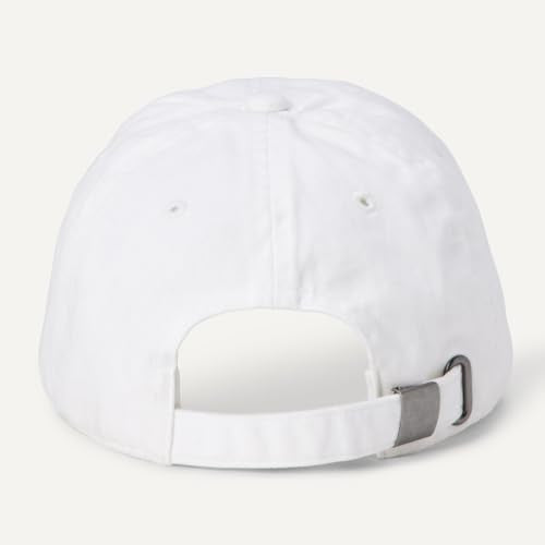 Amazon Essentials Women's Washed Cotton Canvas Baseball Cap with Adjustable Strap - One Size White