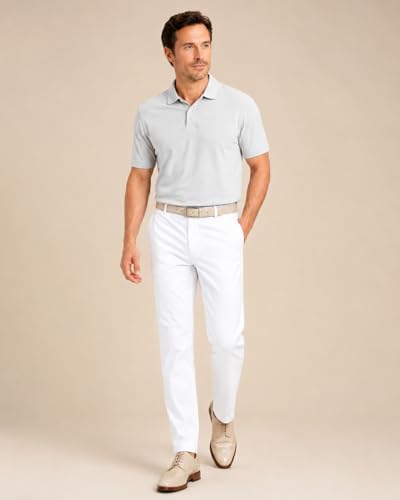 SNOWTEN Men's Stretch Water-Resistant Dress Pants 30W x 30L White Pro