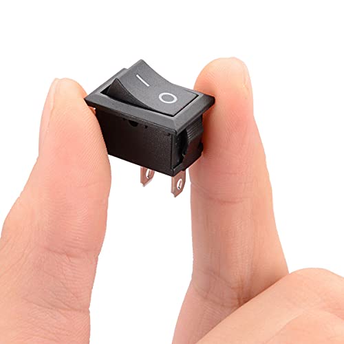 2-Pack 12V DC Mini Rectangular Rocker Switch - On/Off I/O Black Switch