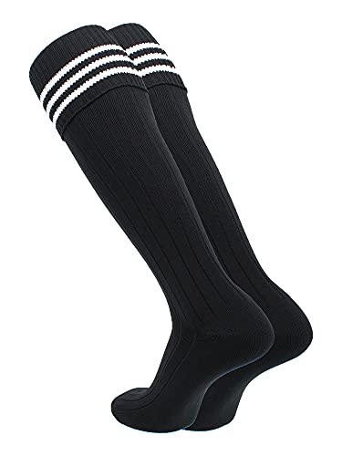 Soccer Socks with Fold Down Top - Large Black & White
