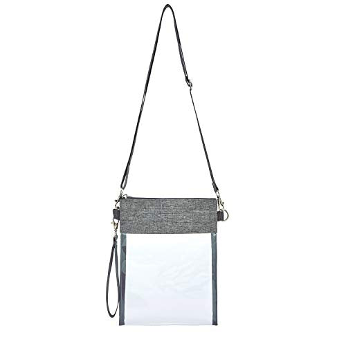 Clear Purse Stadium Approved Waterproof Crossbody Bag - Grey