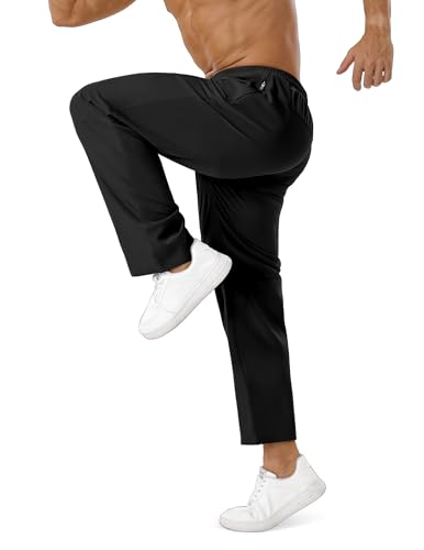 ASYJUMPD Men's Hiking Sweatpants with 3-Zip Pockets, Large / 01 Black