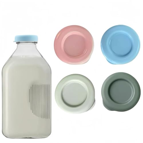 Silicone Milk Bottle Caps - 4 Pack, 48mm Reusable Lids