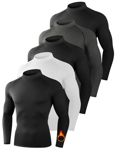 Dalavch 5 Pack Thermal Compression Shirts for Men Turtleneck Fleece