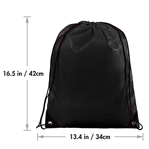 6 Pack Black Drawstring Bags - Lightweight Cinch Sacks for Sports & Travel