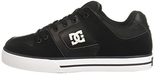 DC Men's Pure Casual Low Top Skate Shoe, Black/Black/White, 7 D D US