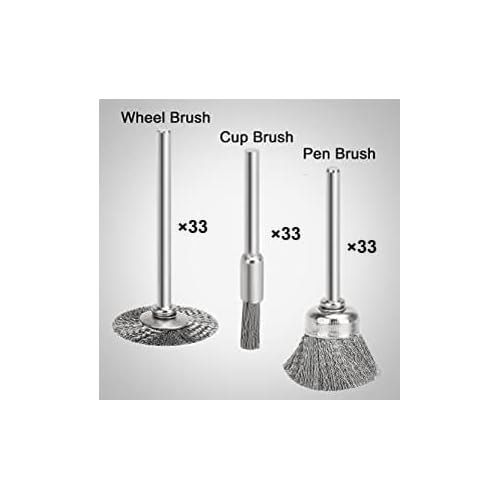 42Psc Wire Wheel Brush Set, Rotary Tool Wire Brush, Steel Wire Wheels Pen Brushes Set Kit Accessories for Rotary Tool-1/8(3mm) Shank