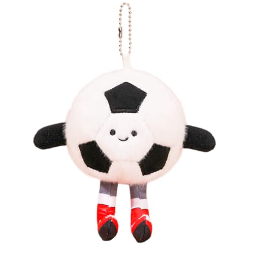 Soccer Keychain Plush Bag Charm - Soft Football Pendant - Black