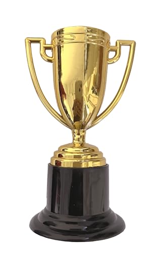 Mini Trophy Cups - 6 Pack Plastic Gold Award Trophies, 4 Inch