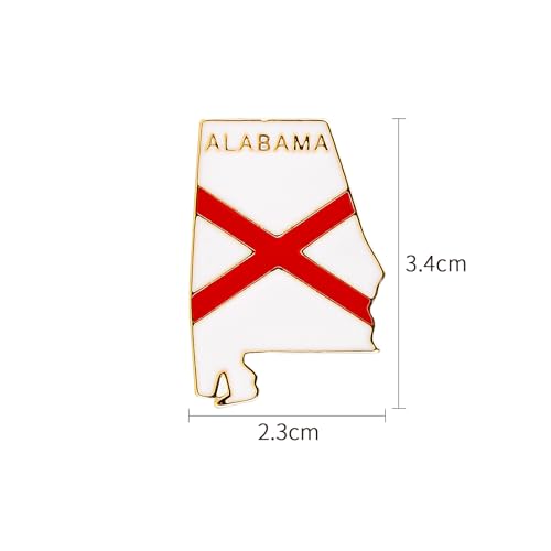 Alabama State Shaped Map Enamel Lapel Pin - Metal Brooch