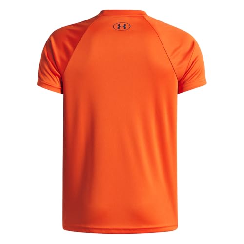 Kids Tech Hybrid Print Short Sleeve T-Shirt - Large, Orange Base/Navy