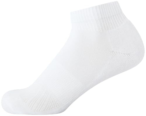 Moisture Wicking Athletic Quarter Socks - 6 Pack, Pure White