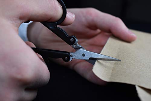 AceCamp Munkees Mini Folding Scissors Keychain – Stainless Steel, Black Handle, 2in Folded