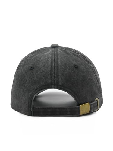 Wodeal XL Adjustable Washed Cotton Baseball Cap for Men Big Heads - Black