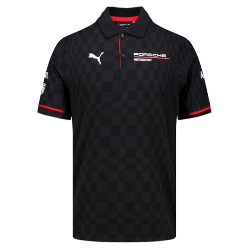 Porsche Motorsport Team Polo - Large | Flat Knit Collar, Tonal Print