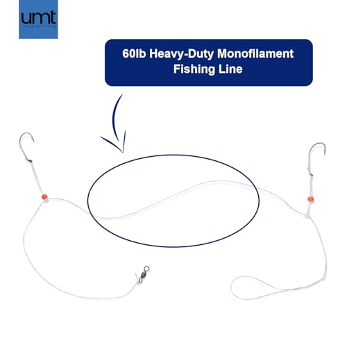 Sea Bass Hi-Lo Fishing Rigs - 1 Pack, 3/0 Bait Hook, 60lb Mono