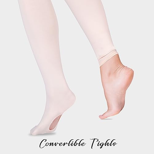 Girls' Ultra Soft Convertible Ballet Dance Tights - Ballet Pink, 10-15 Years