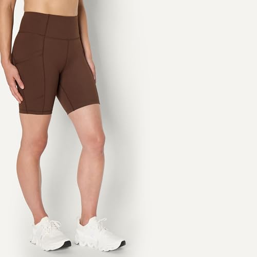 Amazon Essentials Women's High Waist 7" Gym Biker Shorts with Pockets - Large/Rich Hazel