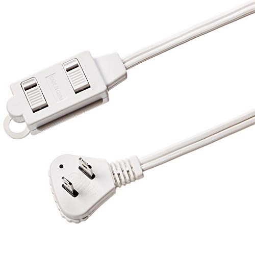 3-Foot Flat Plug Power Strip - 2-Prong Extension Cord, 2-Pack