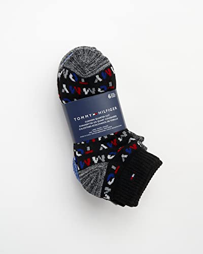 Kids Performance Cushioned Ankle Socks 6 Pack - Large Black Grey