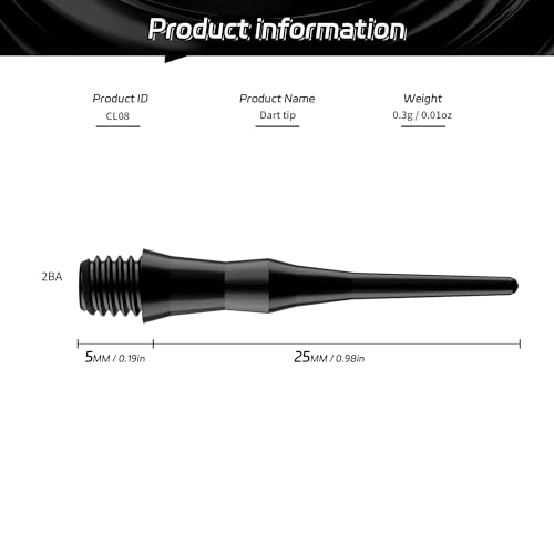 2BA Thread Soft Tip Dart Points - 100 Pack Replacement Tips