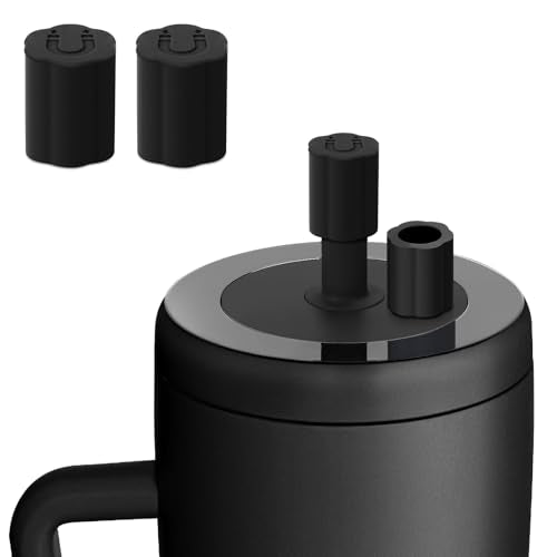 Magnetic Straw Cover - Silicone Leakproof Protector for Tumblers - Black