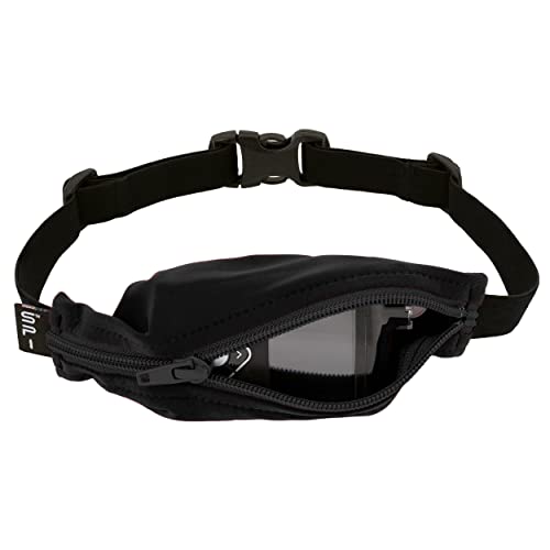 Kids Pocket Belt - Expandable, Adjustable, No Bounce - Black with Black Zipper