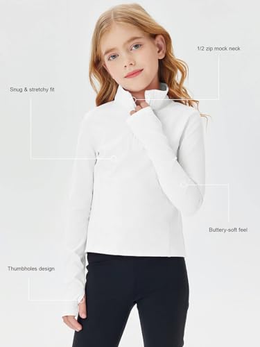 Girls Half Zip Pullover Sweatshirt - 9-10 Years, White