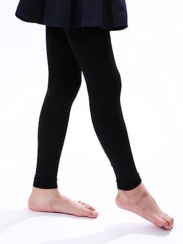 Girls' Microfiber Footless Dance Tights - Ultra Soft Leggings - Black 11-13