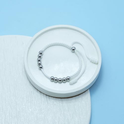 Golf Score Counter Bracelet - 10 Beads, Resizable, White