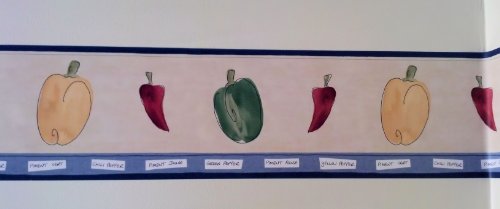 Gardening Wallpaper Border - Hot Peppers Design, 15 Feet