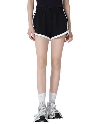 Yoga Shorts for Girls - Contrasting Short Pants, Medium Black