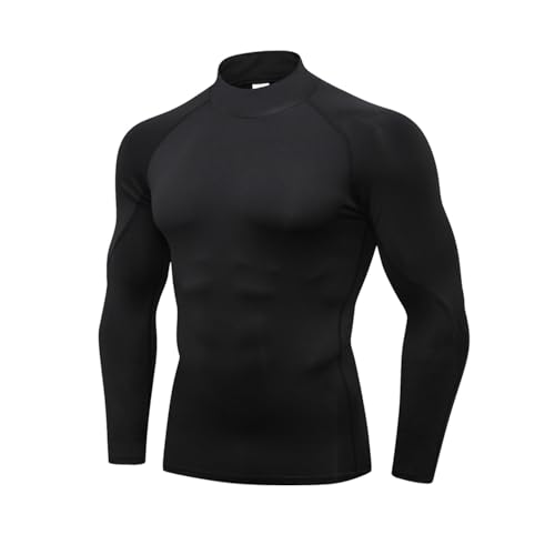 LANBAOSI Men's Mock Turtleneck Compression Shirt XL Black Base Layer