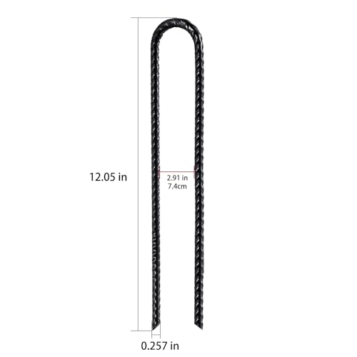 Wensilon 50 Pack Heavy-Duty 12-Inch Rebar U Hooks Ground Anchors 1/4"