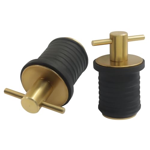 1 Inch Brass Boat Drain Plug - T-Handle Design, 2 Pack