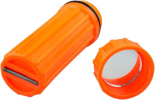Waterproof Match Storage Box with Signaling Mirror & Firestarter Flint - Orange