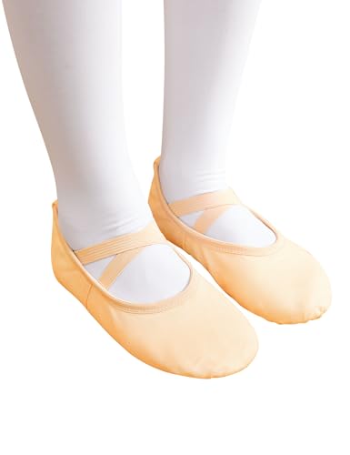 Canvas Ballet Shoes for Girls - Ballet Flats, 12.5 Little Kid/Nude