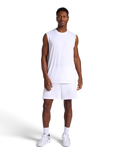 Large White Men's Sleeveless Tank Top - Lightweight Stretch Activewear