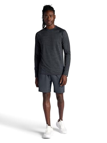 Gaiam Men's Power Long Sleeve Crewneck Top - Large Black Heather Fleece