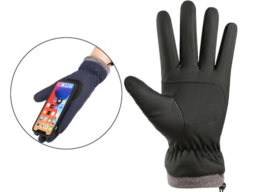 Men's Winter Ski Gloves - Touchscreen, Cold Weather, Black, One Size