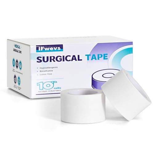 Hypoallergenic Paper Medical Tape - 10 Rolls, 1" x 10 Yards, White