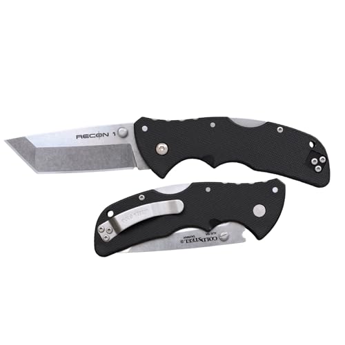 Cold Steel Mini Recon 1 Tanto Folding Knife with Razor-Sharp AUS10A Blade and Tri-Ad Lock
