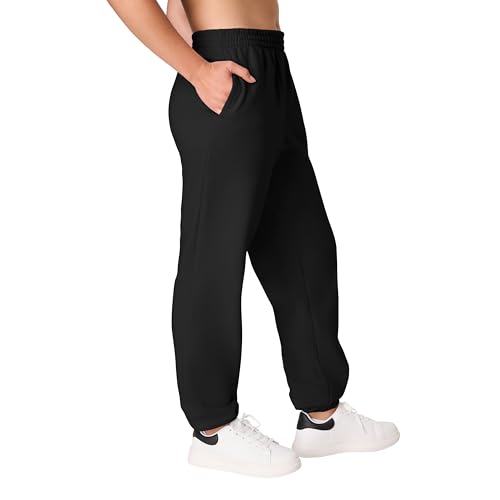 Hanes Women's Midweight Fleece Joggers Plus Large Black - Pockets, 30"