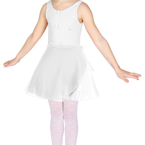 Girls Ballet Wrap Skirt with Ties - Flowy Chiffon - White