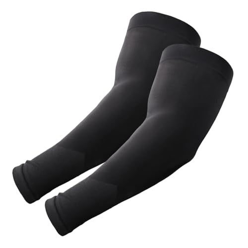 Plus Size UV Protection Arm Sleeves - 1 Pair, Black