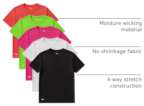 Men's Short Sleeve Mesh Workout T-Shirts - 5 Pack, Small