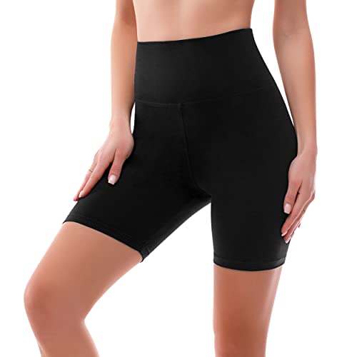 High Waisted Biker Shorts for Women - 6” Buttery Soft Tummy Control - XX-Large Black