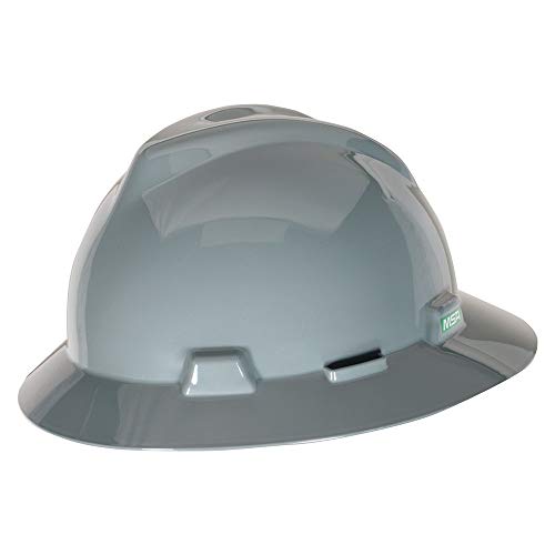 MSA V-Gard Full-Brim Hard Hat with Suspension - Polyethylene Shell, Superior Impact Protection and Self Adjusting Crown Straps - Standard Size Hard Hat