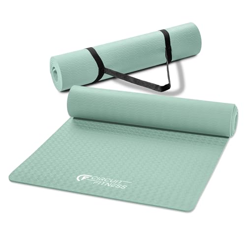 Non-Slip Multi-Purpose Exercise Yoga Mat with Carrying Strap - Mint Green / 1/4-inch